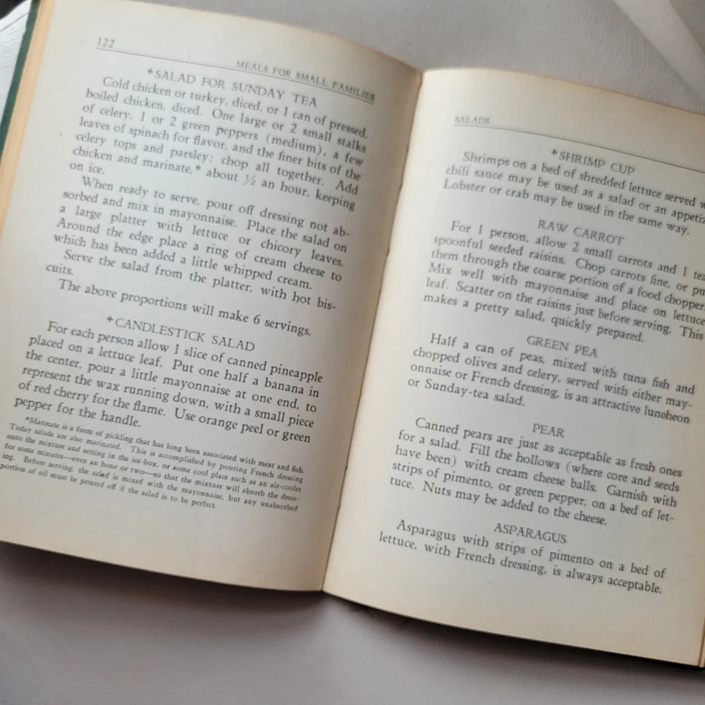 Vintage Meals for Small Families Cookbook ~ 1929 ~ Jean Mowat ~ Charming!